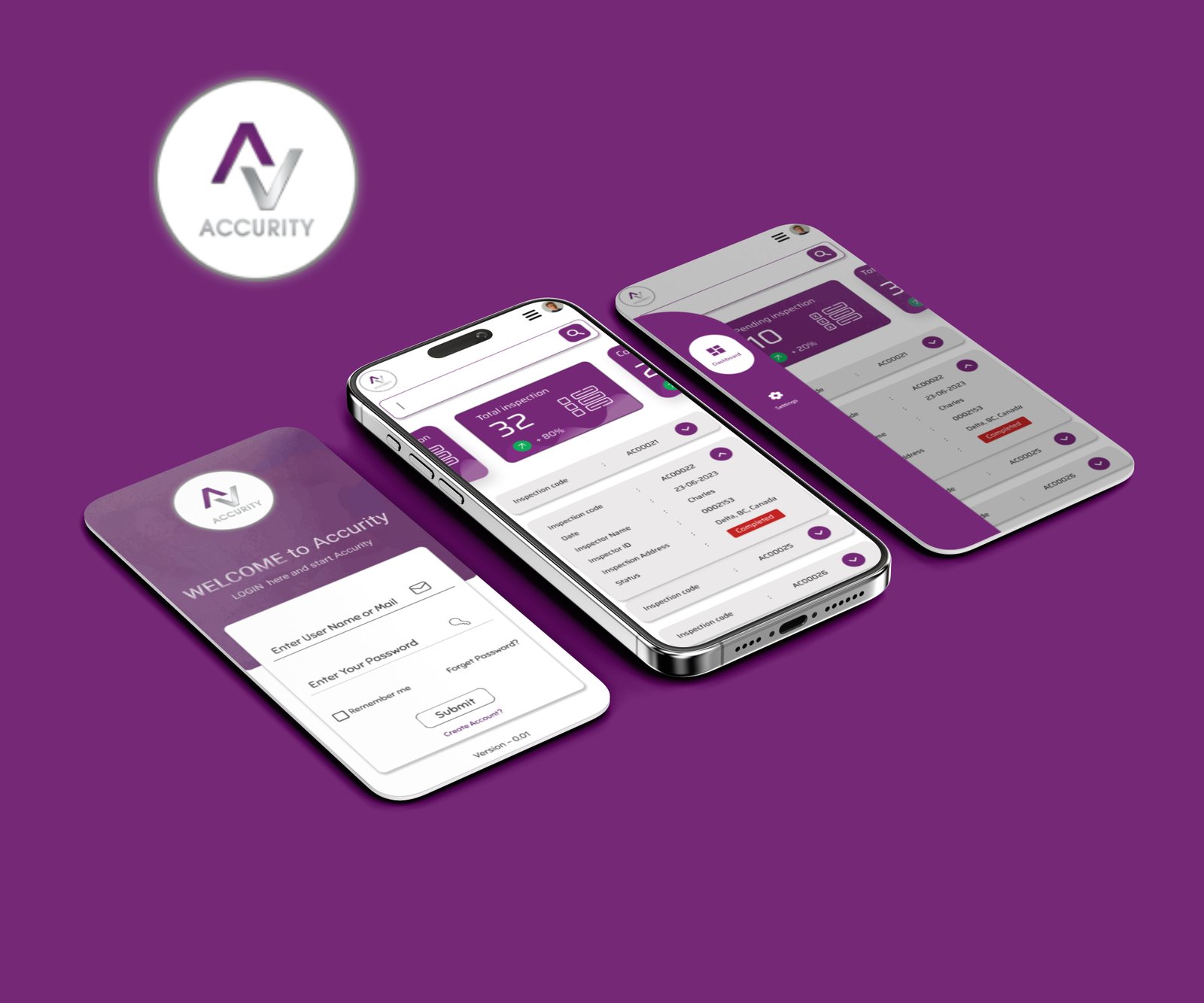 Accurity Mobile App UI showcase