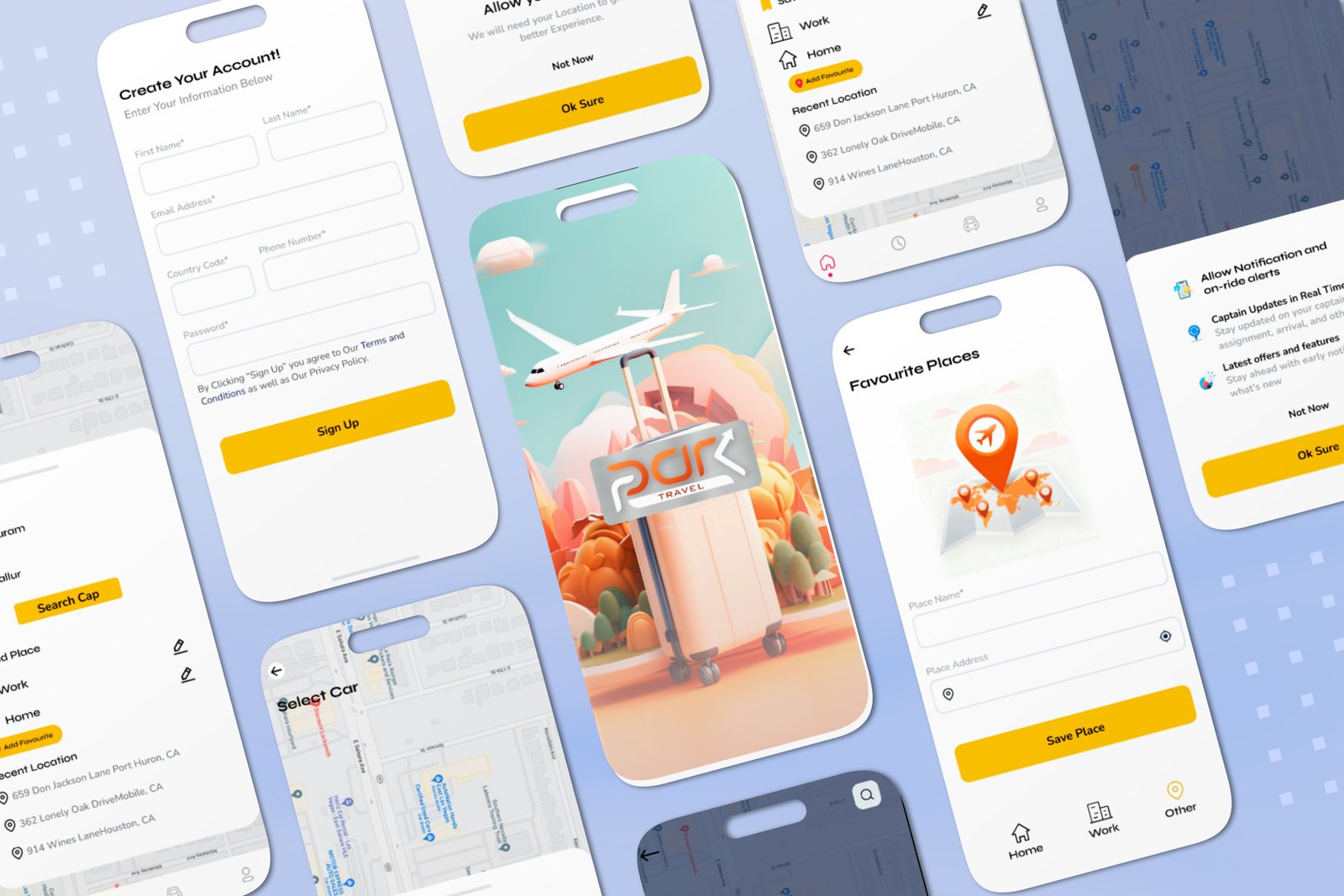 VMS travel app UI showcase